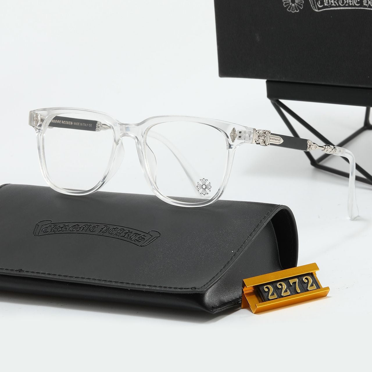 Chrome heart glasses - clear & silver badges