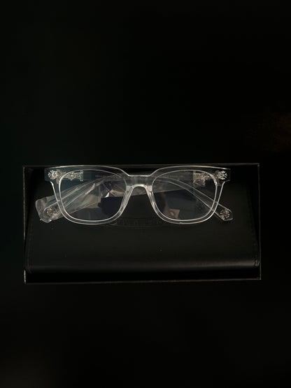 Chrome heart glasses - clear & silver badges