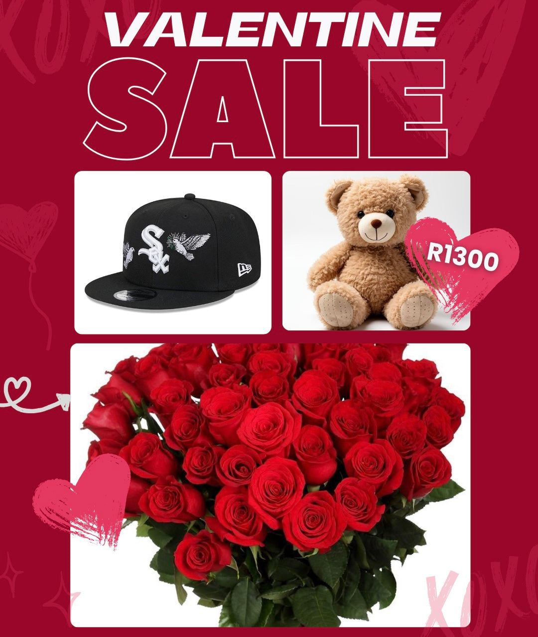 Fitted Cap +Bouquet + Teddy