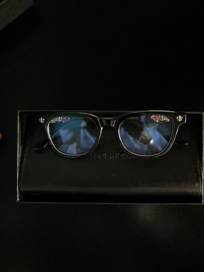 Chrome heart glasses - black & silver badges