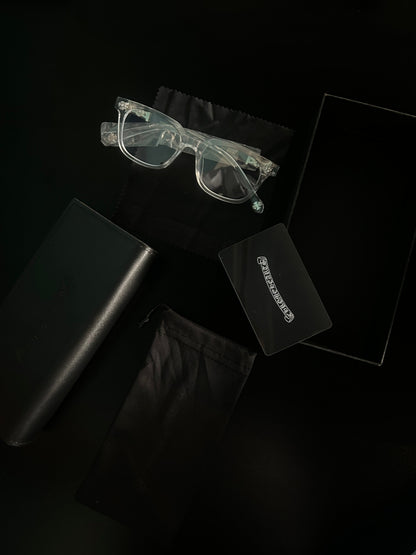 Chrome heart glasses - clear & silver badges