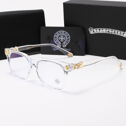Chrome heart glasses - clear & gold badges