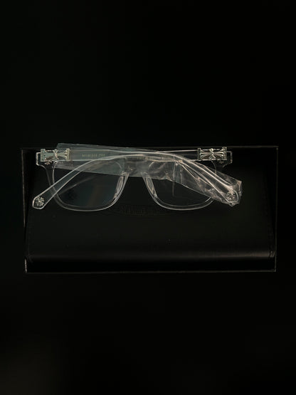 Chrome heart glasses - clear & silver badges