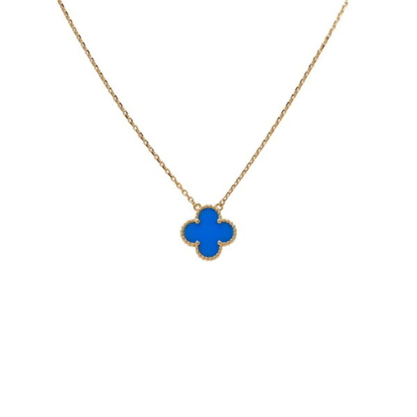 Sky Blue Clover Stainless Steel Necklace – A Statement of Elegance